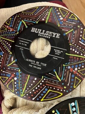 Bullseye Records Mixed Media Vinyl Wall Art - Brown with Multicolor Dot Pattern
